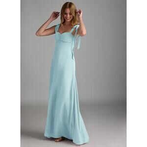 NWT Azazie Lizet Sweetheart Neck Chiffon A-Line Bridesmaid Dress Sea Glass US A2